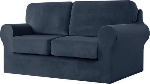 Vista 29 de UNBBRRL Fundas de sofá de 3 piezas para sofá, funda de terciopelo elástico para sillón con 1 funda de cojín de asiento y 1 funda de respaldo