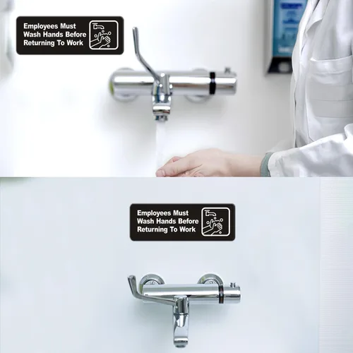 Vista 6 de Faittoo Letrero de plástico acrílico de 9 x 3 pulgadas con símbolos, autoadhesivo, para restaurante, hotel, motel, paradas de descanso, baños
