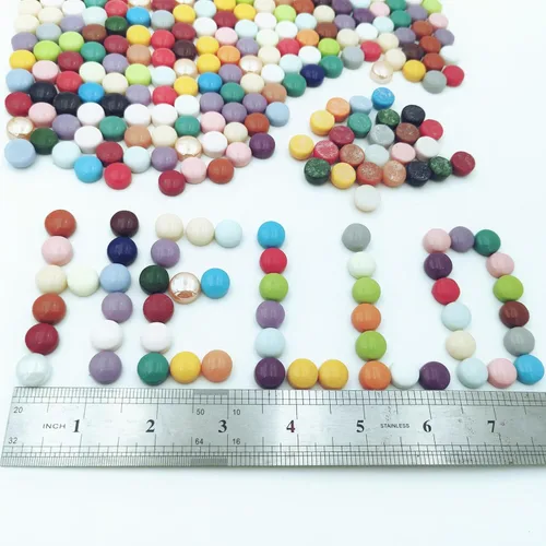 Vista 4 de Mini mosaico redondo de jade de 1/2 pulgada, piezas de mosaico de vidrio Circel de 1.1 libras para manualidades, macetas, jarrones, tazas