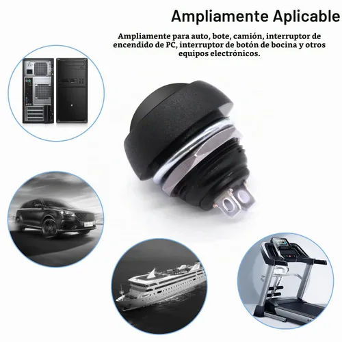 Vista 5 de Twidec /6 unids interruptor de botón momentáneo de 0.472 in agujero de montaje de 1/2 "encendido apagado mini redondo impermeable negro con cables