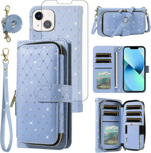 Vista 39 de Funda para teléfono iPhone 6 6S con cremallera y protector de pantalla con protector de pantalla, correa de cordón cruzado, ranura para iPhone 6 Six