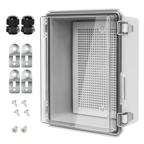 Vista 34 de LeMotech Caja Eléctrica, IP67 Impermeable con Bisagras Cubierta Transparente Pestillo de Acero Inoxidable Caja de Conexiones, Carcasa Eléctrica