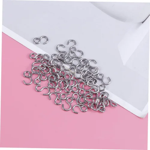 Vista 7 de 100 ganchos de acero inoxidable en forma de S, conectores de metal versátiles para manualidades, joyería colgante, llaveros y organización del hogar