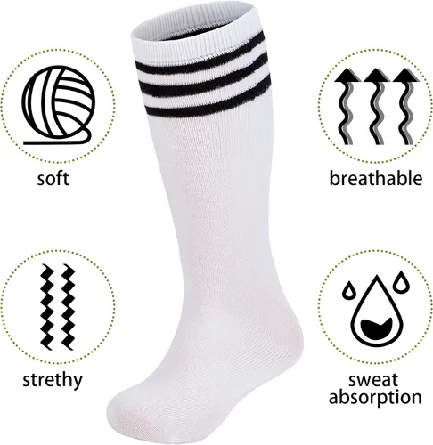 Vista 3 de Zando 4 pares de calcetines de fútbol para niños, calcetines de béisbol y sóftbol, calcetines atléticos juveniles para niños y niñas, calcetines