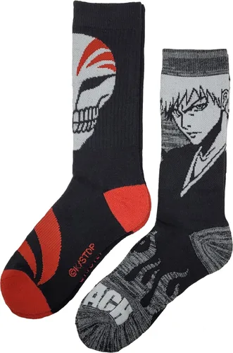 Vista 4 de Ripple Junction Bleach - Calcetines deportivos de anime para adultos paquete de 2 unidades Ichigo y máscara hueca con licencia oficial Negro