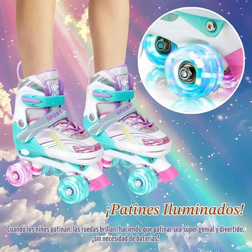 Vista 4 de Size Adjustable Light up Roller Skates for Girls Indoor Sports