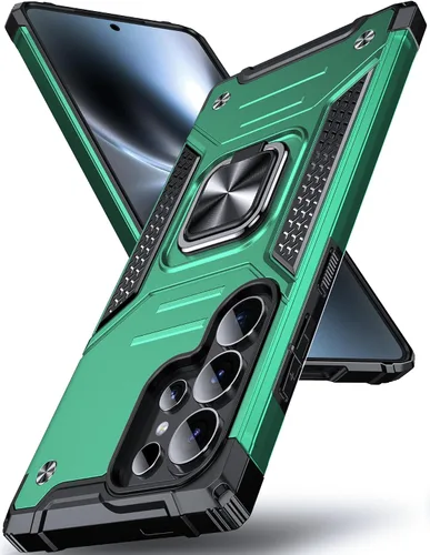 Vista 11 de DASFOND Diseñada para funda Galaxy S8 con soporte, anillo metálico giratorio mejorado de 360°, soporte kickstand de grado militar, resistente a