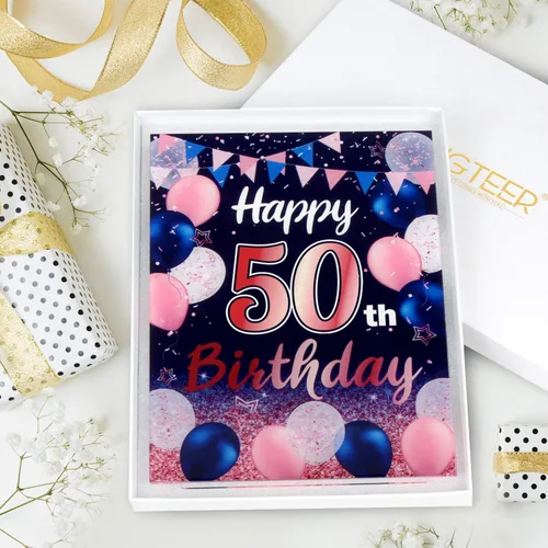 Vista 96 de LINGTEER Decoraciones de feliz cumpleaños número 11, 2 piezas de soporte de acrílico con impresión de pie rosa y azul, tablero de telón de fondo