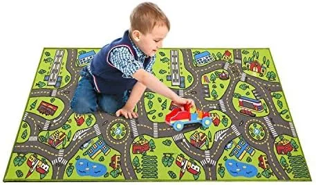 Vista 2 de Alfombra de juego para niños, vida urbana, ideal para jugar con autos y juguetes, juega, aprende y diviértete de forma segura, alfombra educativa