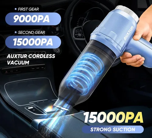 Vista 2 de Aspirador de mano inalámbrico portátil con 15000 PA, plumero de aire de 120 W, motor sin escobillas, mini aspiradora de automóvil para automóvil