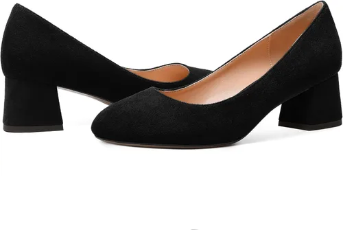Vista 6 de Zapatos formales de gamuza para mujer, puntera redonda, tacón bajo grueso, 2 pulgadas