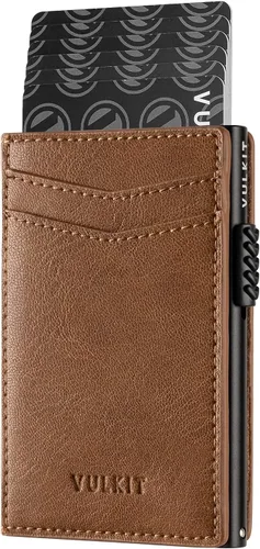 Vista 51 de VULKIT Billeteras delgadas para hombre, con bloqueo RFID, diseño minimalista con capacidad para hasta 11 tarjetas, Negro -, Minimalista