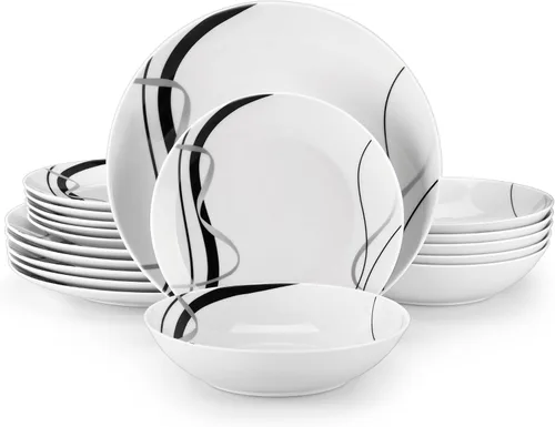 Vista 10 de VEWEET juego de vajilla de porcelana para 4, juego de 12 piezas con platos y cuencos con diseño floral rosa, juego de platos para la cocina ideal