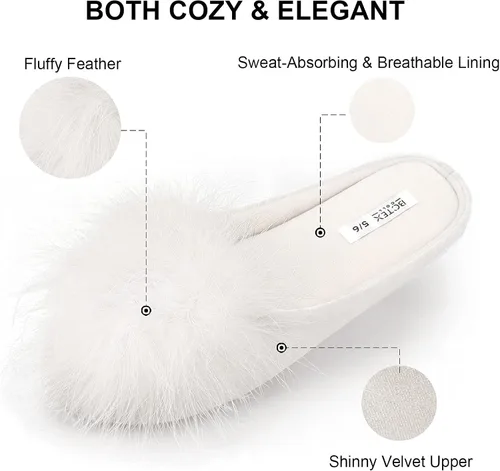 Vista 2 de BCTEX COLL - Pantuflas de terciopelo acogedoras para mujer, con espuma viscoelástica, mullida, suela antideslizante, para el hogar y el dormitorio