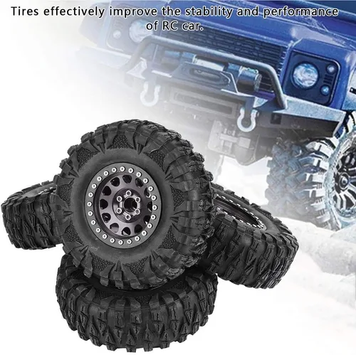Vista 8 de 4 piezas RC Crawler neumático de coche, cubo de rueda de metal, accesorio neumático 1/10 RC coche 2.2 pulgadas neumáticos y ruedas ruedas ()
