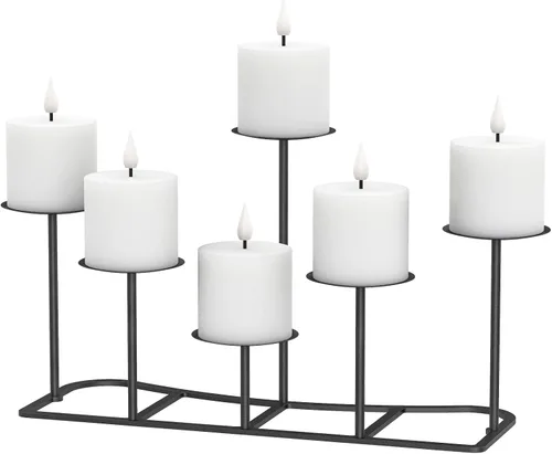 Vista 2 de Candelabros de pilar negro para decoración del hogar, candelabros de hierro DIY 6