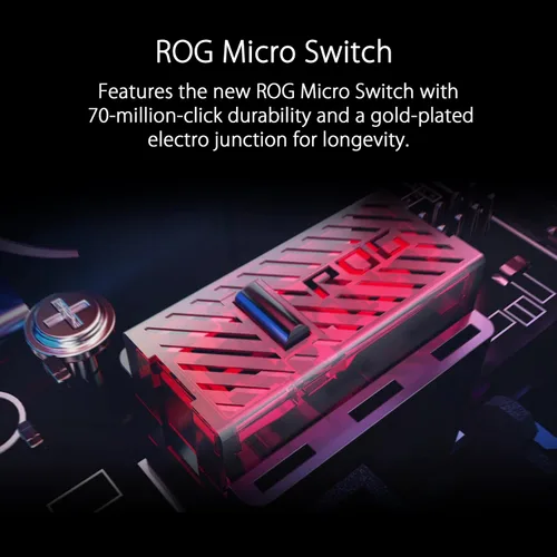 Vista 4 de ASUS ROG Gladius III - Ratón para juegos con cable Sensor afinado de 19,000 DPI, interruptores II de ajuste a presión intercambiables en caliente