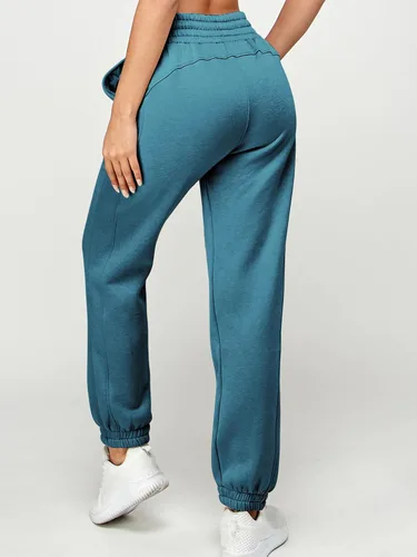 Vista 14 de IUUI Pantalones deportivos de cintura alta para mujer, con bolsillos, de algodón, holgados, atléticos