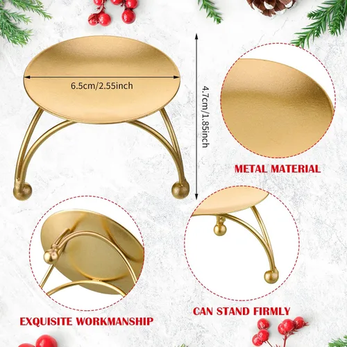 Vista 3 de 12 Piezas Portavelas de Corona de Navidad Incluyen 6 Pzas Anillo de Vela Votiva con Bayas con Piñas y 6 Pzas Portavelas de Metal para Decoración
