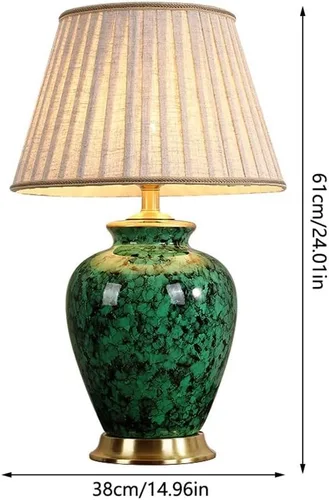 Vista 2 de Lamp for Desk Study Table Lamp Retro Ceramic Table Lamp Living Room Sofa Corner Lamp Bedroom Bedside Lamp Desk Lamps for Home Office(Push Button