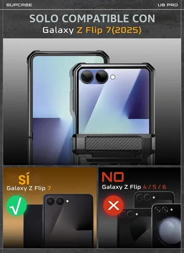 Vista 2 de SUPCASE Funda para Samsung Galaxy Z Flip 7 con soporte integrado y clip para cinturón (Unicorn Beetle Pro), [protección de bisagra]