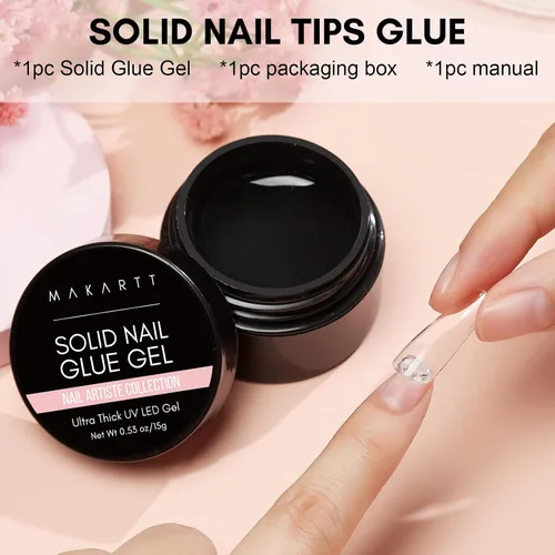 Vista 9 de Makartt Gel de pegamento sólido para uñas a presión y puntas transparentes