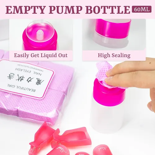 Vista 4 de 300 toallitas de uñas sin pelusa con clips de remojo de uñas, kit removedor de esmalte de uñas con clips acrílicos para quitar uñas, dispensador