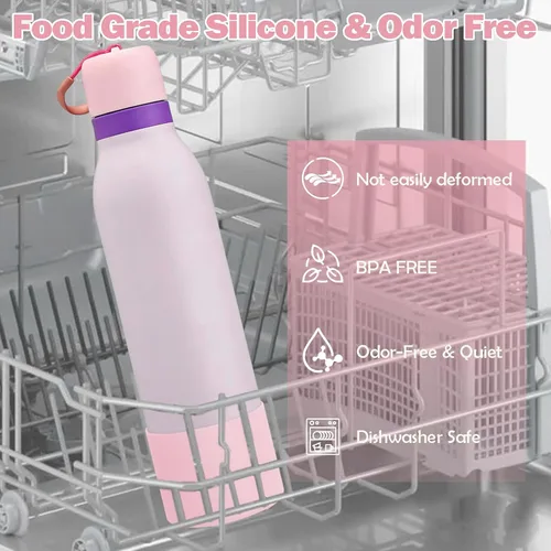Vista 5 de 2 botas de silicona superiores para Owala FreeSip Twist de 24 onzas, funda inferior resistente a los arañazos, accesorios de botella de Owala Campo