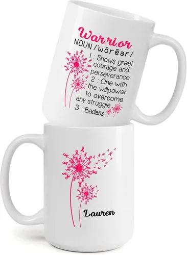 Vista 20 de Taza personalizada para sobrevivientes de cáncer, taza de cáncer de mama, taza de cinta rosa, regalo para sobreviviente de cáncer de mama, taza