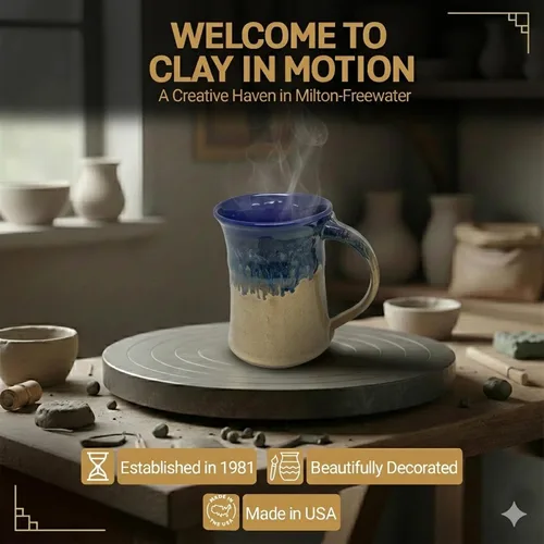 Vista 5 de Clay in Motion Taza grande (Cobalt Canyon)