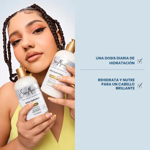 Vista 4 de SheaMoisture Champú de hidratación diaria para todo tipo de cabello, 100% aceite de coco virgen, sin sulfatos, 13 onzas