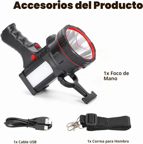 Vista 7 de Superbright Linterna LED de Mano Reflector Linterna Potente Luz de Búsqueda Linterna Recargable por USB con Función de Banco de Energía Luz de Luz