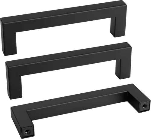 Vista 34 de Goldenwarm 1 paquete de manija cuadrada negra para cajones de gabinete de barra, de acero inoxidable, herrajes modernos para gabinetes de cocina