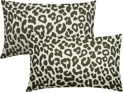 Vista 40 de Juego de 2 fundas de almohada con estampado de leopardo negro de 16 x 16 pulgadas, diseño de animal de guepardo, chinoiserie, fundas de almohada