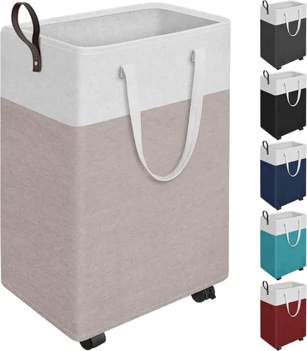 Vista 17 de HomeHacks - Cesta de lavandería rodante de 75L con ruedas, cesta de ropa plegable e impermeable, cesta de ropa móvil, contenedores de almacenamiento