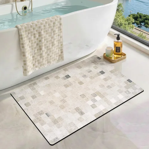 Vista 17 de LUMI Tapetes de baño ultra delgados, superabsorbentes, de secado rápido, antideslizantes, para debajo de la puerta, bañera, lavabo y ducha, 17 x 30