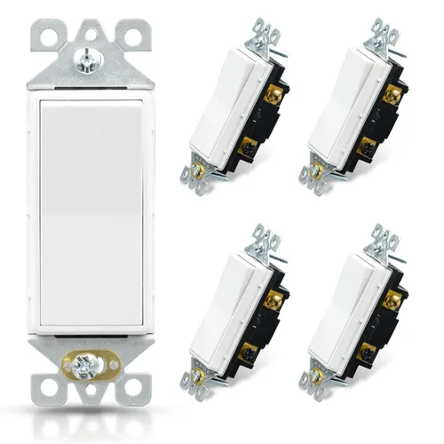 Vista 19 de Elegrp Interruptor de luz, 3 vías, 15 amperios, 120-277 voltios, reemplazo de pared de paleta basculante, corriente alterna, autopuesta a tierra
