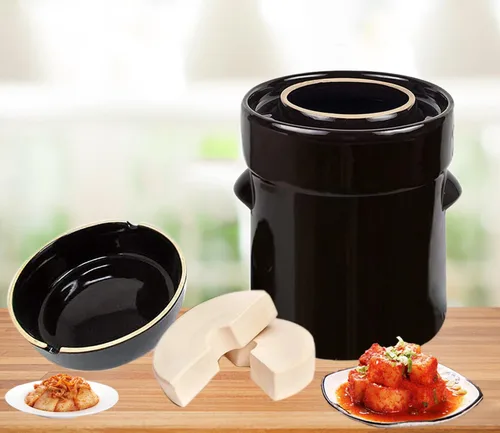 Vista 2 de Fermentation Crock Jar 10 litros/2.6 galones – Olla de gres para fermentación, decapado de kimchi, encurtidos, verduras, kombucha – fermentador