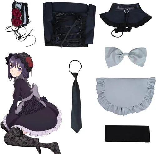 Vista 2 de Kitagawa - Disfraz de sirvienta para cosplay, disfraz de sirvienta para Halloween, conjunto completo