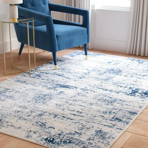 Vista 42 de SAFAVIEH Amelia Collection ALA700A - Alfombra decorativa de 2'2" x 4', diseño moderno abstracto, color marfil y azul, no desprende pelusa y de fácil