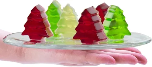 Vista 4 de 3 moldes de silicona de Navidad, bandejas de hornear FineGood para árboles de Navidad, calcetines y campanas, molde de cera de Navidad