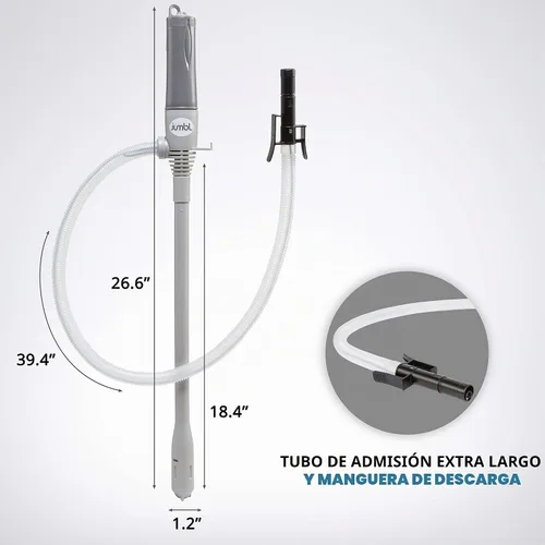 Vista 3 de Jumbl - Bomba automática de transferencia de combustible con parada automática, 3 veces más potente, alimentada por batería tipo D, manguera