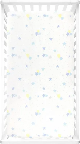 Vista 2 de Lush Decor Sábana bajera ajustable para cuna suave y afelpada, 52 x 28 pulgadas, color gris y azul
