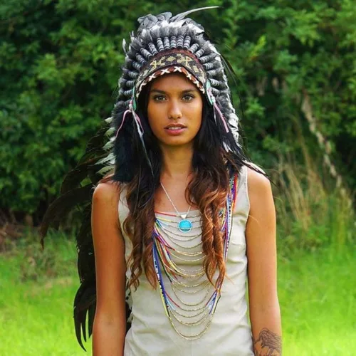 Vista 18 de Novum Crafts Tocado de plumas Inspirado en indios nativos americanos Elige