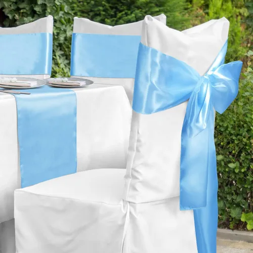 Vista 6 de Babenest Bandas de satén para silla, 50 lazos mejorados para silla, lazos para bodas, banquetes, fiestas, Pascua, Navidad, baby shower, decoración
