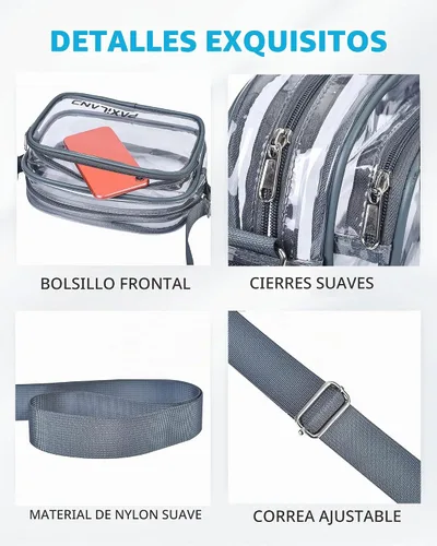 Vista 6 de Paxiland Clear Purse, Stadium Approved Clear Crossbody Bag for Women gris