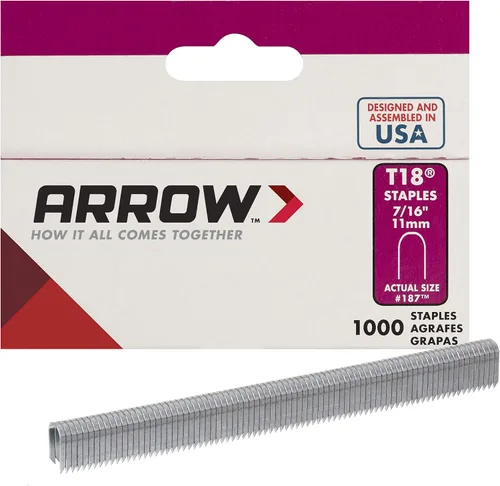 Vista 6 de Arrow Fastener 187 716 pulg. T18, grapas originales de bajo voltaje, 1000 unidades, 186