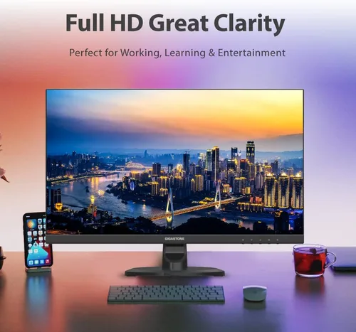 Vista 2 de Gigastone - Monitor LED de 27 pulgadas IPS con retroiluminación, 75Hz FHD 1920 x 1080, 178° de visión amplia sin marco, monitor de computadora