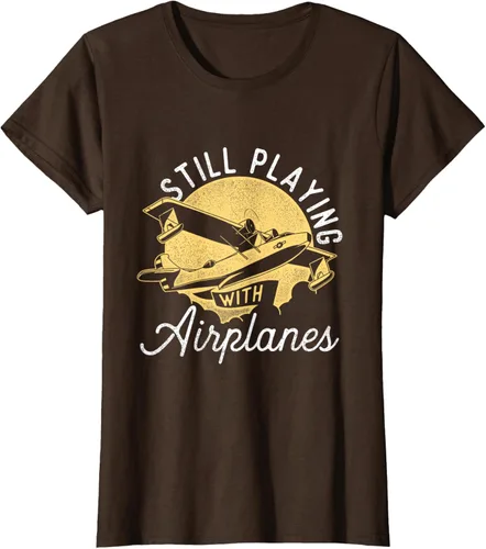 Vista 19 de Still Playing With Airplanes - Camiseta de control remoto RC Avión Piloto, Negro