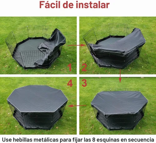 Vista 5 de Cubierta para Corralito de Perros a Prueba de Sol/Lluvia, Proporciona Sombra y Seguridad para Interior y Exterior, Cubierta de Corralito para Perros